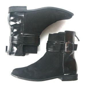 Sz 37- ZARA Black Suede and Patent Leather Boots